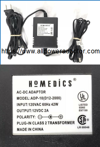 NEW Homedics 12VDC 2A AC-DC Adaptor ADP-10 (D12-2000) power supply